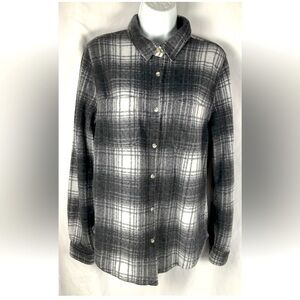 Dylan LA Women’s Size S Plaid Flannel Gray/White‎ Shacket